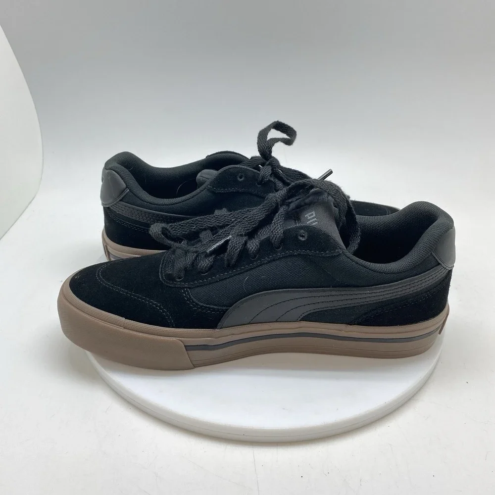 Puma Sneakers Mens 8.5 Black Suede Platform Court Classic Vulcanized 404131-01